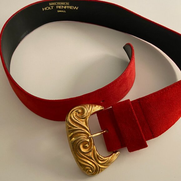 Holt Renfrew Red Suede Belt - Small - Picture 3 of 3